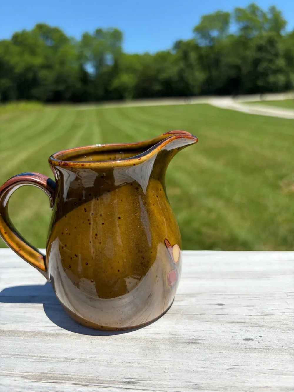 Glazed‎ Flower Stoneware Small Pitcher Vintage Japan Cottagecore Grandmacore